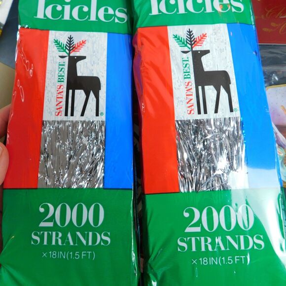 Vintage Christmas LOT 12 pc, 1994 Light Tree Star (works), Shiny Bright, Tinsel - Picture 10 of 16